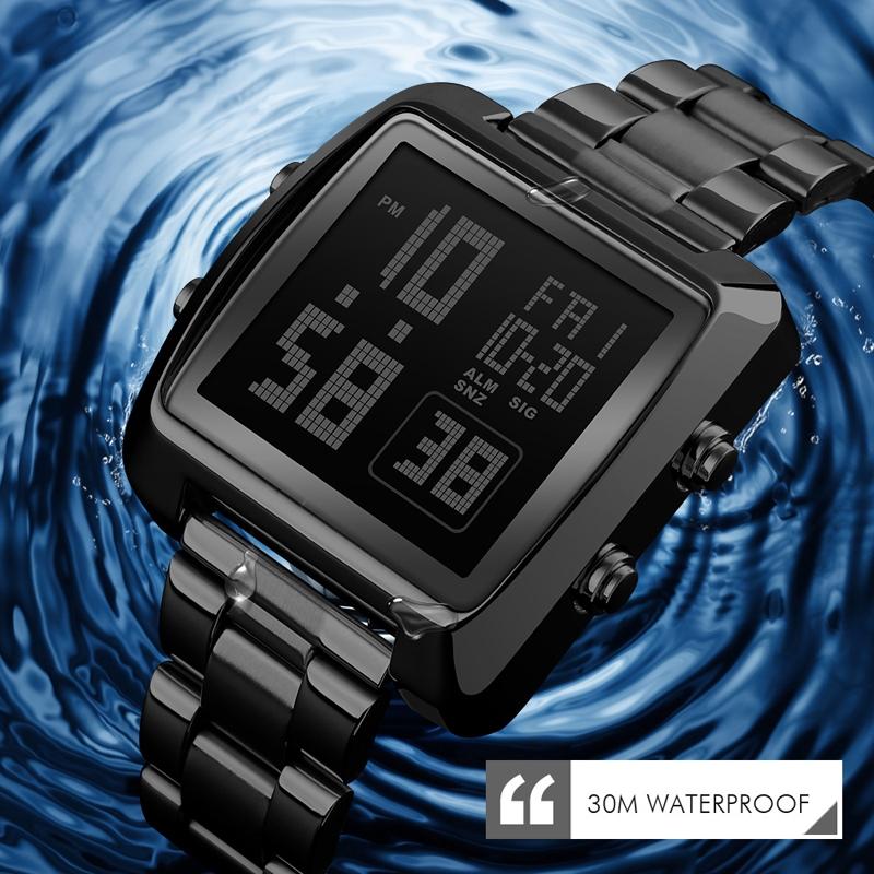 Vintage Gold Steel Square Watch - Waterproof & Luminous - Black