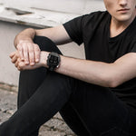 Vintage Gold Steel Square Watch - Waterproof & Luminous - Black
