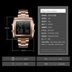 Vintage Gold Steel Square Watch - Waterproof & Luminous - Black