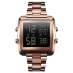 Vintage Gold Steel Square Watch - Waterproof & Luminous - Black