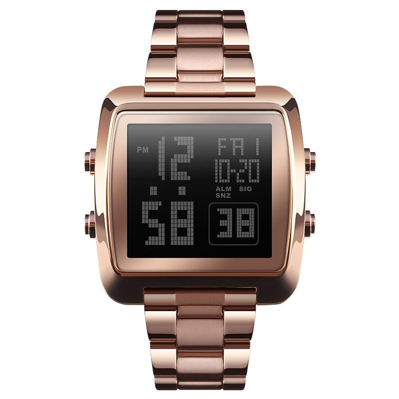 Vintage Gold Steel Square Watch - Waterproof & Luminous - Black