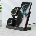 3 In 1 Wireless Charger For Mobile Phone Watch And Earphones Black