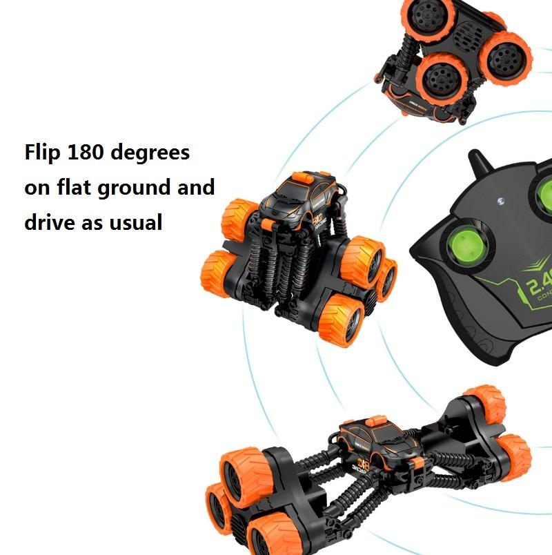 Telescopic Deformation Rc Stunt Car - Off - road Tumbling Climber - Black Orange