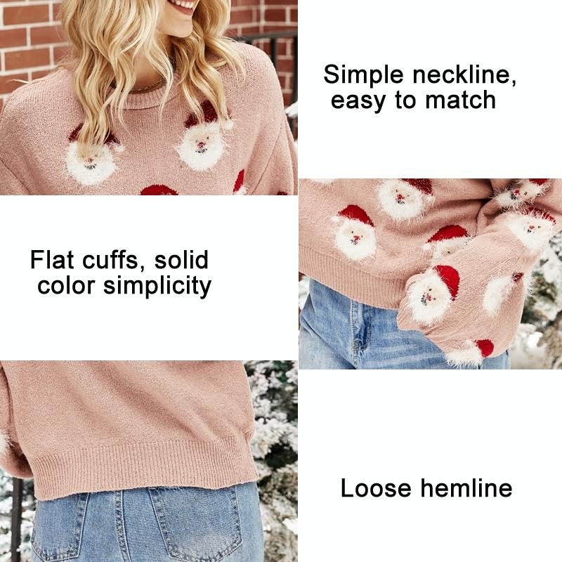 Autumn And Winter Christmas Ladies Sweater Sheath Knit Top - Pink - S