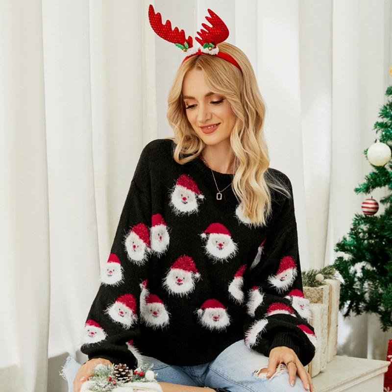 Autumn And Winter Christmas Ladies Sweater Sheath Knit Top - Pink - S