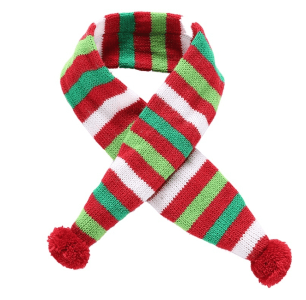 Dog Scarf Christmas Pet Accessories Winter Warmth Pet Scarf - Size Xs Red And Green Stripes