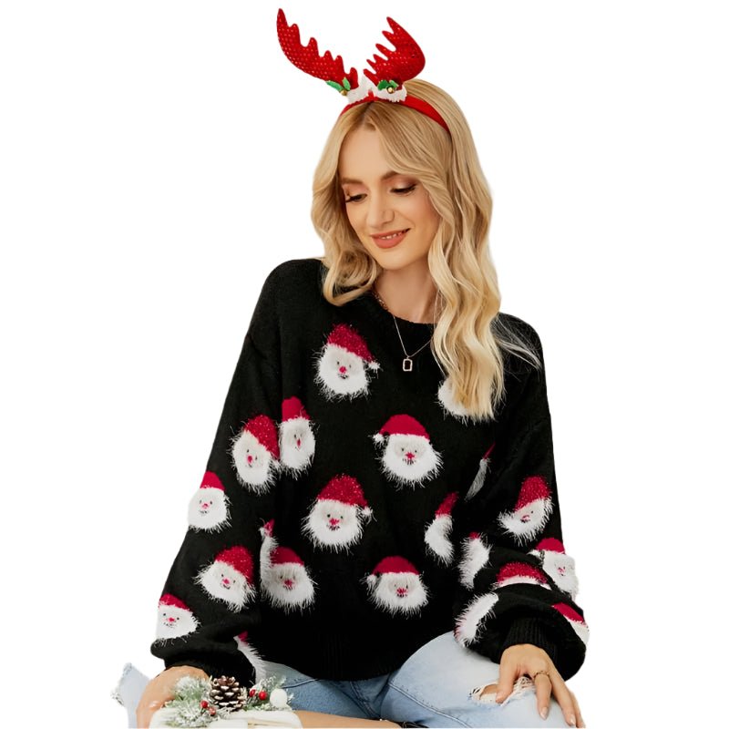 Autumn And Winter Christmas Ladies Sweater Sheath Knit Top - Pink - M