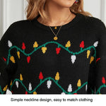 Women Christmas Sweater Sweet Loose Pullover Knit Sweater Black - M