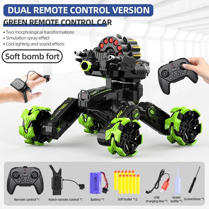 Remote Control Car - Dual Control Soft Bomb - Four - wheel Battle Blooming Tire Spray - Blue