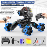 Remote Control Car - Dual Control Soft Bomb - Four - wheel Battle Blooming Tire Spray - Blue