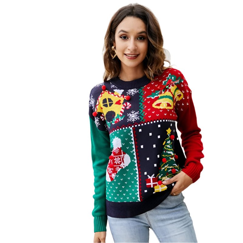 Women Small Snowflake Christmas Knit Sweater - Size L Dark Blue
