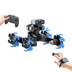 Remote Control Water Bomb Car - Dual Control Four - wheel Battle Blooming Tire Spray - Blue