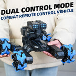 Remote Control Water Bomb Car - Dual Control Four - wheel Battle Blooming Tire Spray - Blue