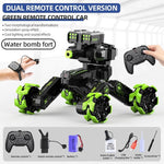Remote Control Water Bomb Car - Dual Control Four - wheel Battle Blooming Tire Spray - Blue