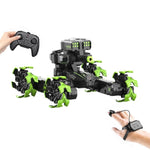 Remote Control Water Bomb Car - Dual Control Four - wheel Battle Blooming Tire Spray - Blue