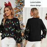 Women Christmas Sweater Sweet Loose Pullover Knit Sweater Black - Xl
