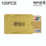 100 - pack Aluminum Foil Rfid Blocking Credit Card Case - Golden Snowflake
