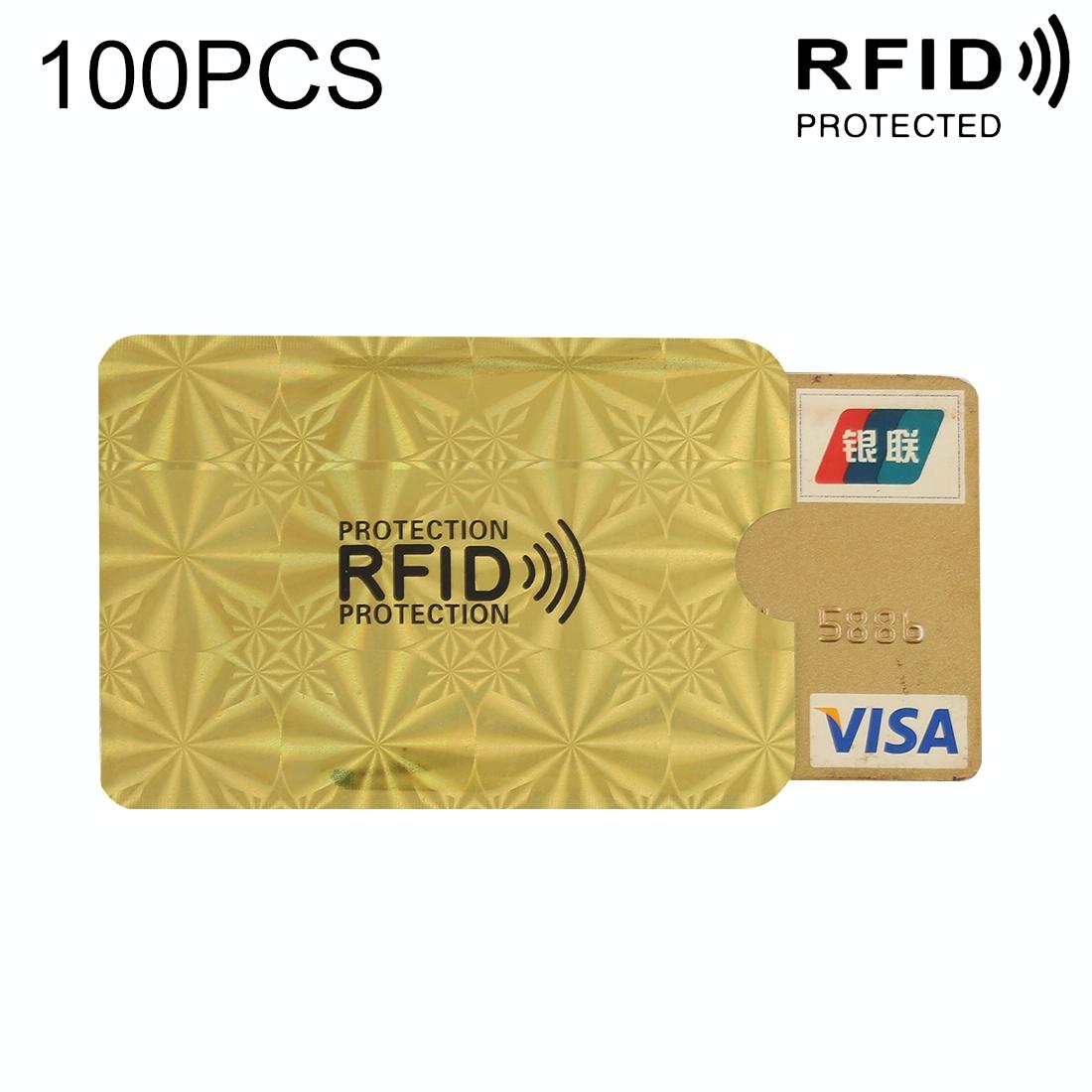 100 - pack Aluminum Foil Rfid Blocking Credit Card Case - Golden Snowflake