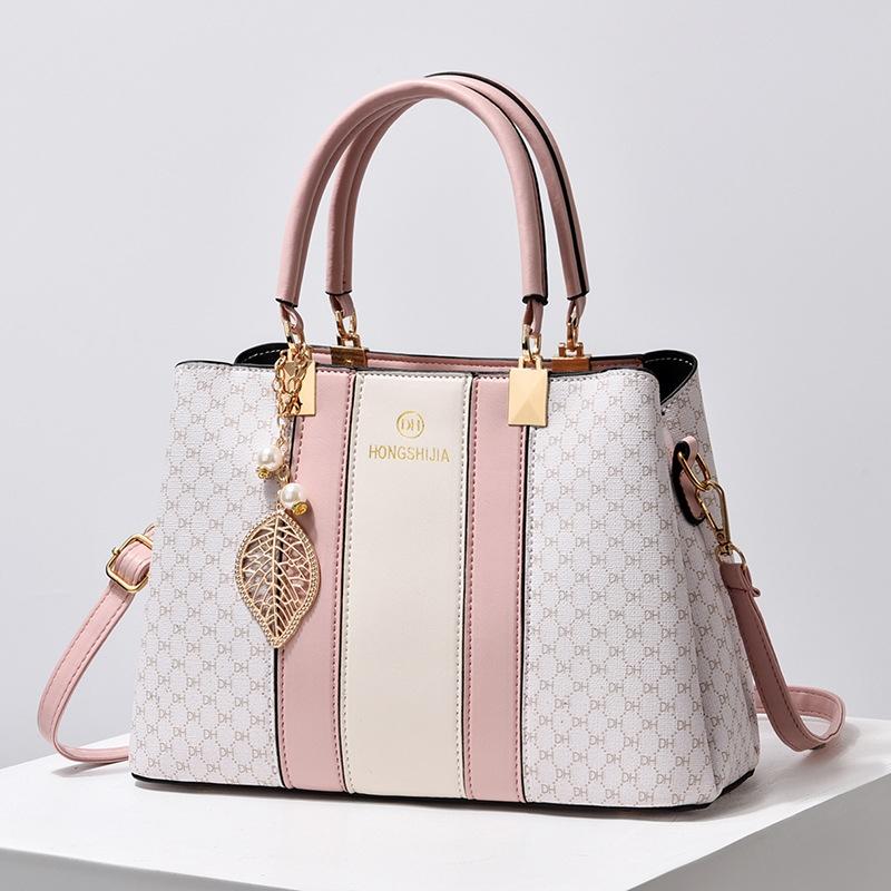 Large Capacity Summer Lady Handbag - Colourblock Shoulder / Crossbody - Black