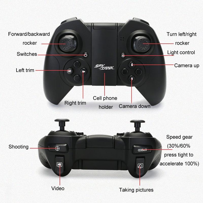 720p Hd Camera Rc Car with Real - time Surveillance and Remote Control - Tank Design - Blue
