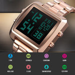 Vintage Gold Steel Square Watch - Waterproof & Luminous - Rose Gold