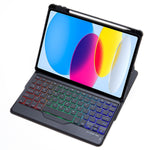 360 Rotation Bluetooth Keyboard Leather Case For Ipad 10.9 2022 With Backlight - Pink