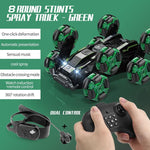 Stunt Drift Remote Control Car - Dual Control Eight Wheels - Green