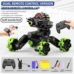 Remote Control Car - Dual Control Soft Bomb - Four - wheel Battle Blooming Tire Spray - Green