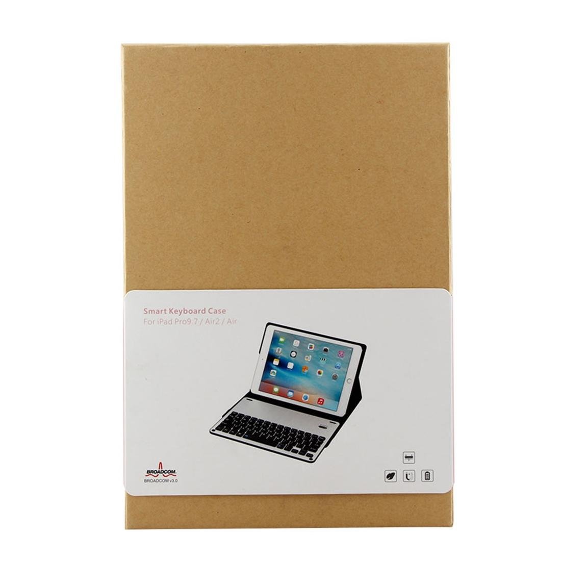 Bluetooth Keyboard & Leather Tablet Case For Ipad Air / Pro 9.7 - Detachable Water Repellent Magnetic 3 - Gear Angle - Black