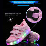 Rechargeable Double Wheel Roller Skating Shoes - Ultra Light Mesh - Black - Size 41