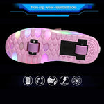 Rechargeable Double Wheel Roller Skating Shoes - Ultra Light Mesh - Black - Size 41