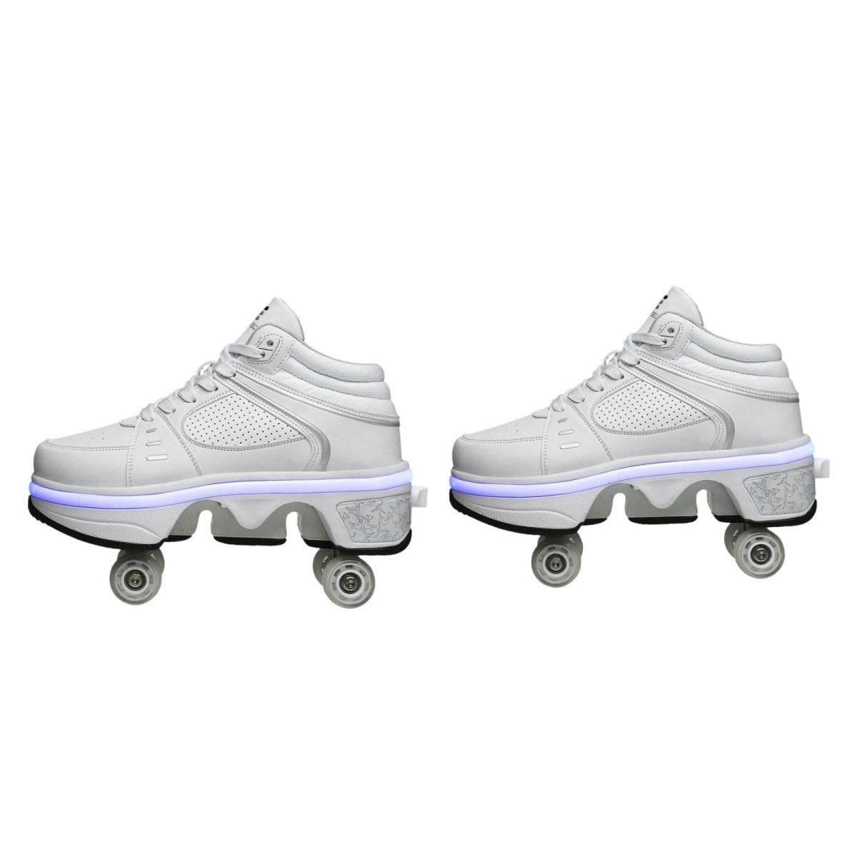 Versatile Double Row Rune Roller Skates - Size 36 - High - Top With Light (White)