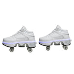 Versatile Double Row Rune Roller Skates - Size 36 - High - Top With Light (White)
