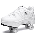 Versatile Double Row Rune Roller Skates - Size 36 - High - Top With Light (White)