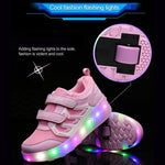 Rechargeable Double Wheel Roller Skating Shoes - Ultra Light Mesh - Black - Size 43