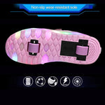 Rechargeable Double Wheel Roller Skating Shoes - Ultra Light Mesh - Black - Size 43