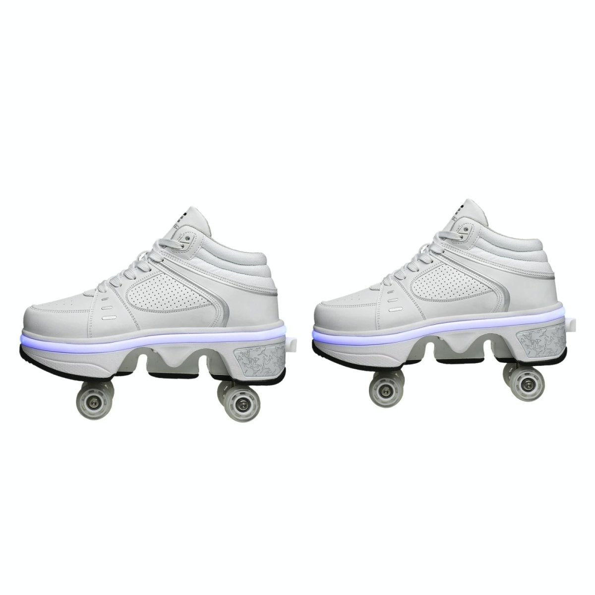 Versatile Double Row Rune Roller Skates - Size 38 - High - Top With Light (White)