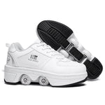 Versatile Double Row Rune Roller Skates - Size 38 - High - Top With Light (White)