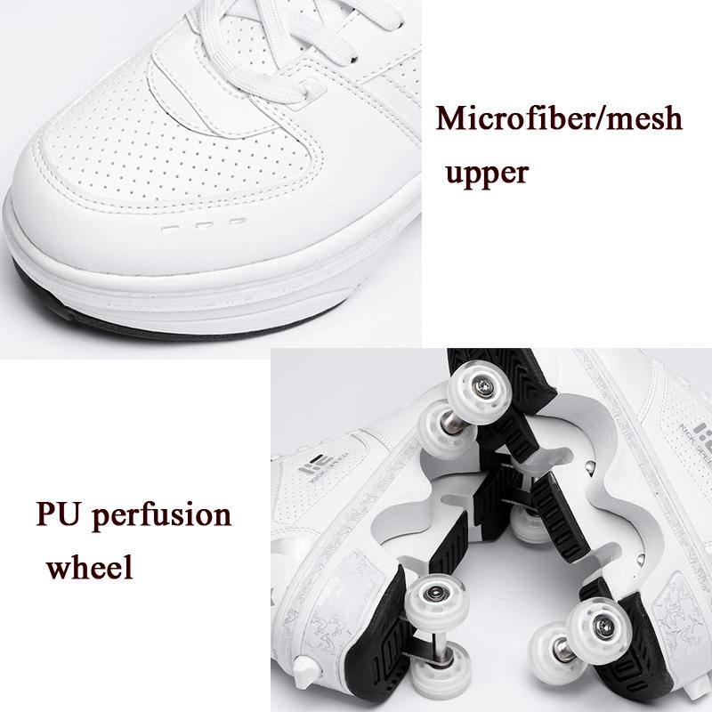 Versatile Double Row Rune Roller Skates - Size 38 - High - Top With Light (White)