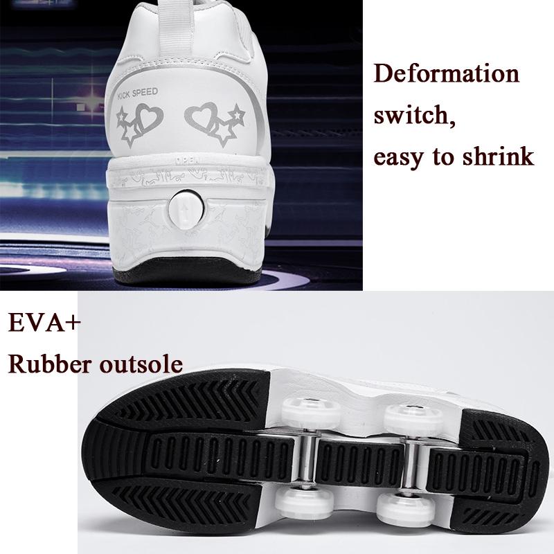 Versatile Double Row Rune Roller Skates - Size 38 - High - Top With Light (White)
