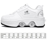 Versatile Double Row Rune Roller Skates - Size 38 - High - Top With Light (White)