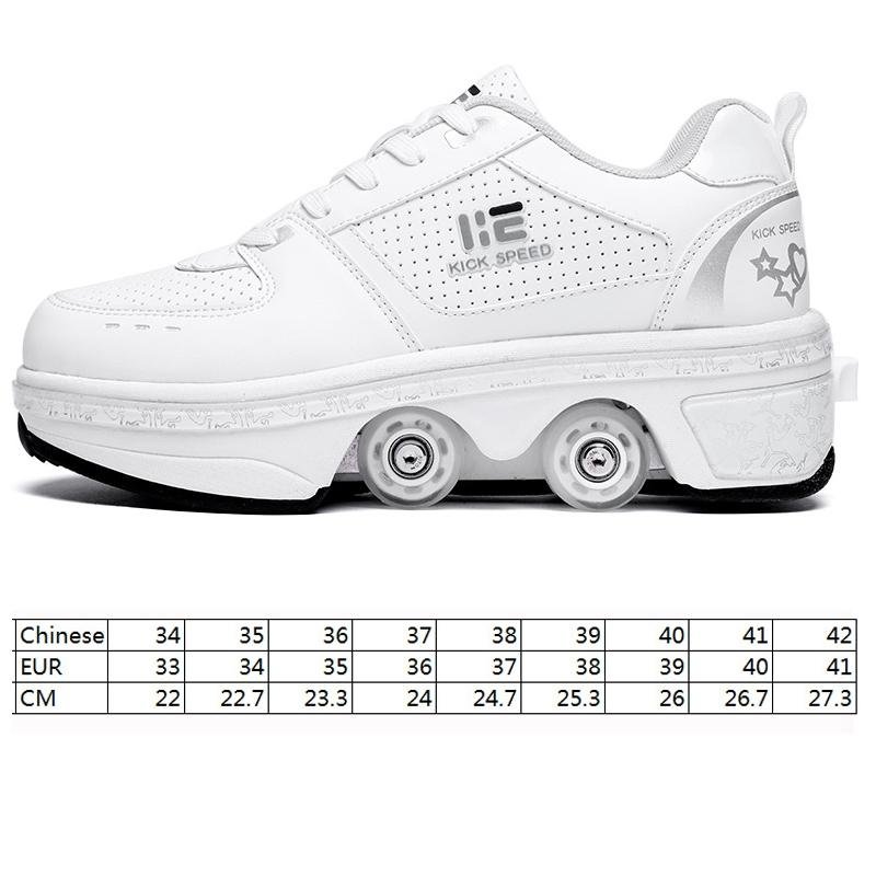 Versatile Double Row Rune Roller Skates - Size 38 - High - Top With Light (White)
