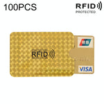 100 - pack Aluminum Foil Rfid Blocking Credit Card Case - Golder Grid
