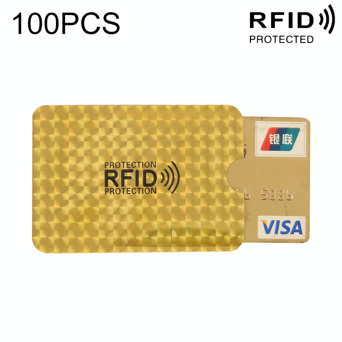 100 - pack Aluminum Foil Rfid Blocking Credit Card Case - Golder Grid