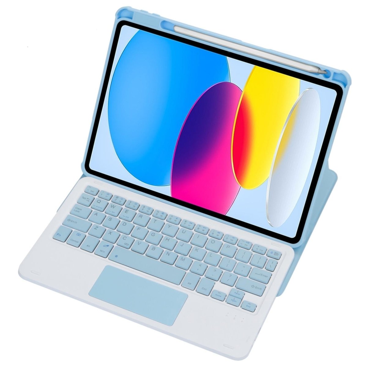 360 Rotation Bluetooth Keyboard Leather Case For Ipad 10.9 2022 - Transparent Acrylic With Touch Control - Blue