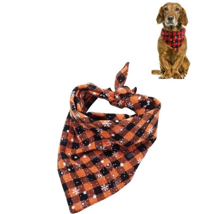 Pet Triangle Towel Christmas Snowflake Dog Saliva Towel - Size L - Orange