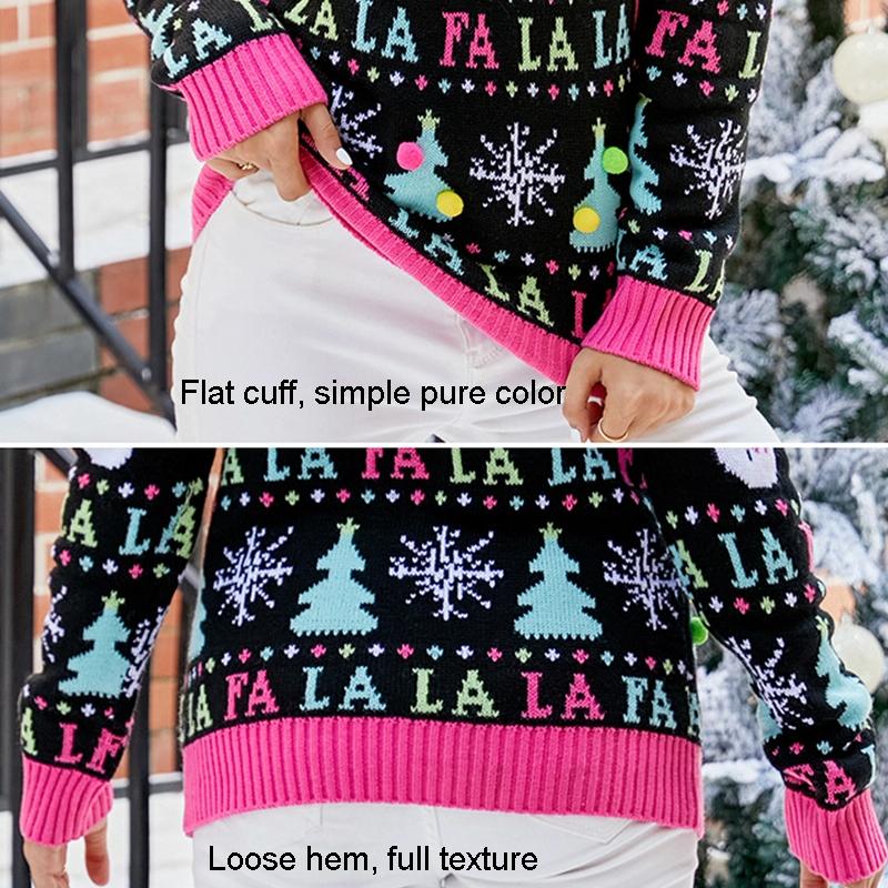 Casual Christmas Snowman Pullover Sweater Women Cartoon Knitwear - Elk - Xxl