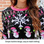 Casual Christmas Snowman Pullover Sweater Women Cartoon Knitwear - Elk - Xxl