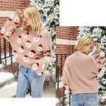 Autumn And Winter Christmas Ladies Sweater Sheath Knit Top - Light Blue - S