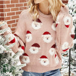 Autumn And Winter Christmas Ladies Sweater Sheath Knit Top - Light Blue - S